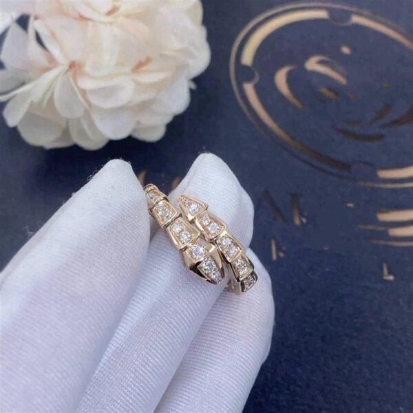 SERPENTI RING ROSE GOLD DIAMOND PAVED 4MM