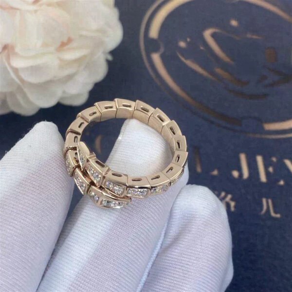 SERPENTI RING ROSE GOLD DIAMOND PAVED 4MM