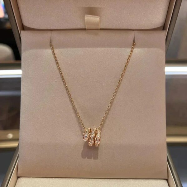 SERPENTI ROSE GOLD NECKLACE DOUBLE RING DIAMOND