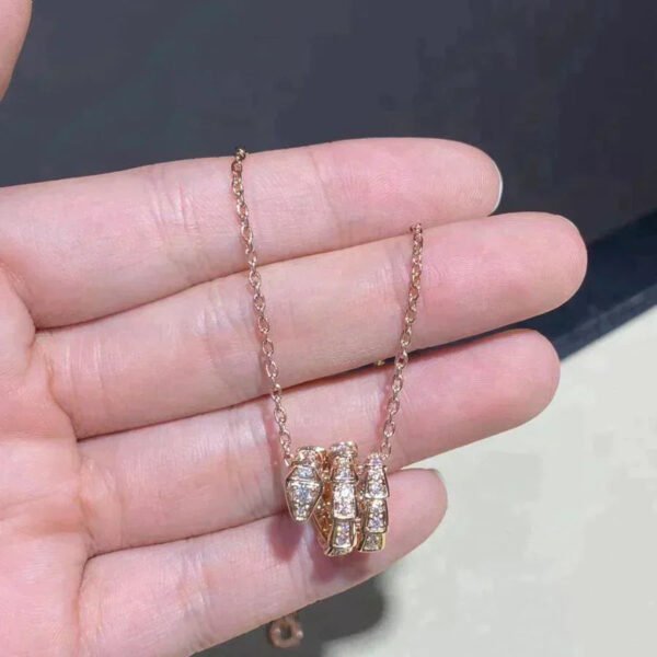 SERPENTI ROSE GOLD NECKLACE DOUBLE RING DIAMOND