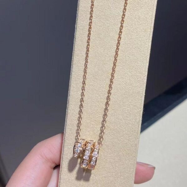 SERPENTI ROSE GOLD NECKLACE DOUBLE RING DIAMOND