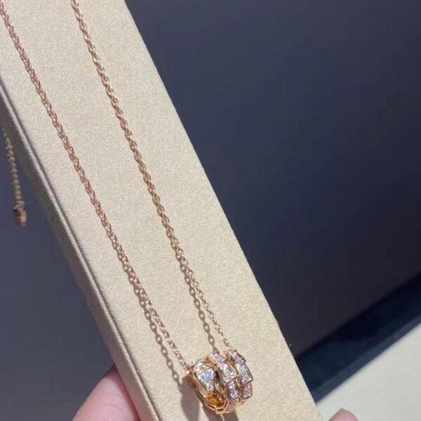 SERPENTI ROSE GOLD NECKLACE DOUBLE RING DIAMOND