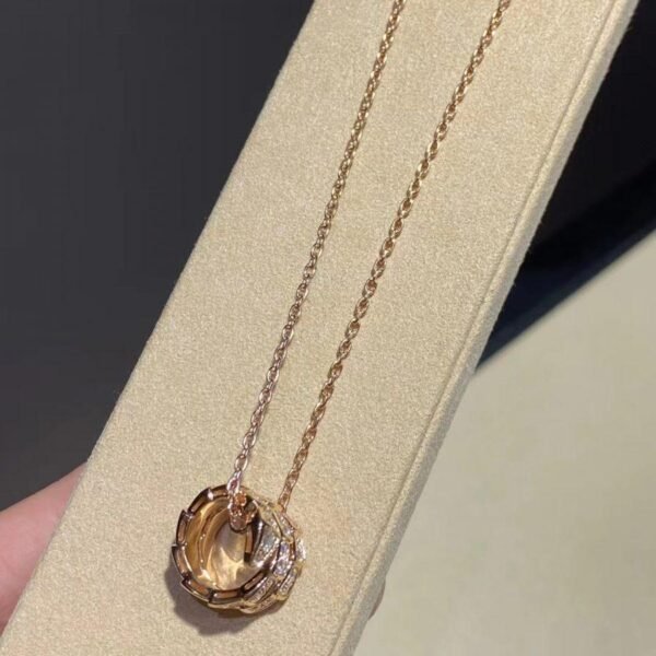 SERPENTI ROSE GOLD NECKLACE DOUBLE RING DIAMOND
