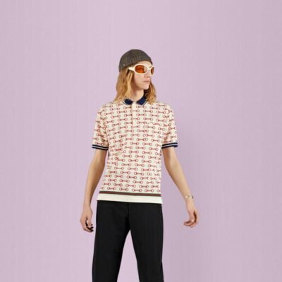 Horsebit print cotton polo shirt - Lux Studios