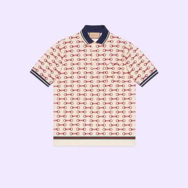 Horsebit print cotton polo shirt - Lux Studios