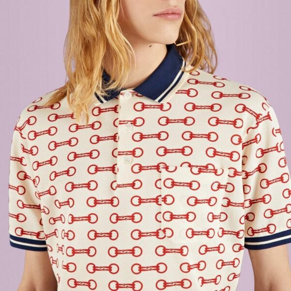 Horsebit print cotton polo shirt - Lux Studios
