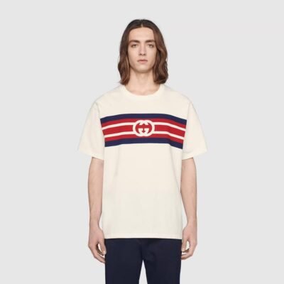 Interlocking G stripe print T-shirt - Lux Studios