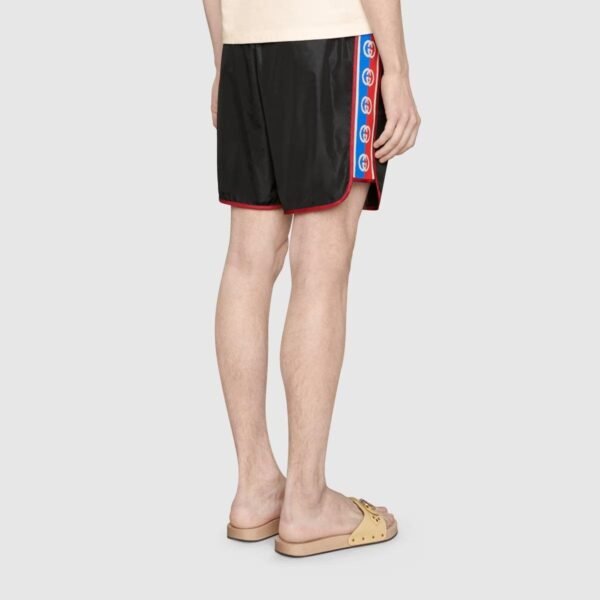 Nylon swim shorts with logo stripe - Lux Studios