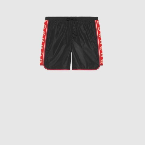 Nylon swim shorts with logo stripe - Lux Studios