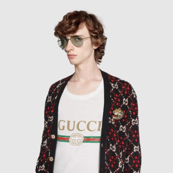 Oversize washed T-shirt with Gucci logo - Lux Studios