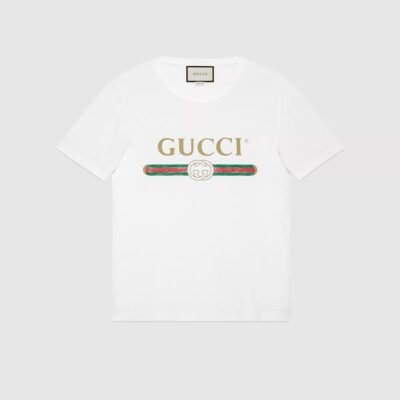 Oversize washed T-shirt with Gucci logo - Lux Studios
