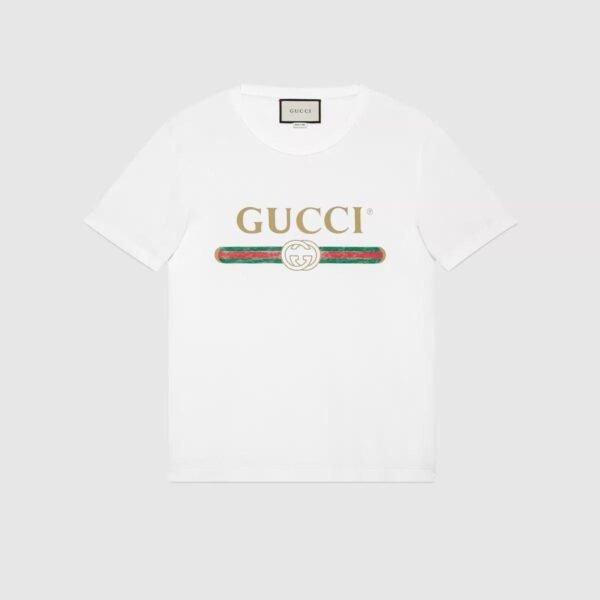 Oversize washed T-shirt with Gucci logo - Lux Studios