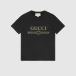 Oversize washed T-shirt with Gucci logo - Lux Studios