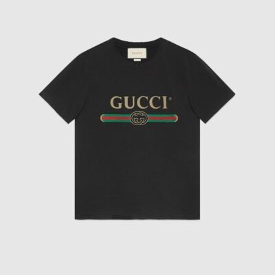 Oversize washed T-shirt with Gucci logo - Lux Studios