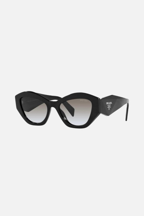Prada oval black sunglasses featuring iconic logo - Lux Studios