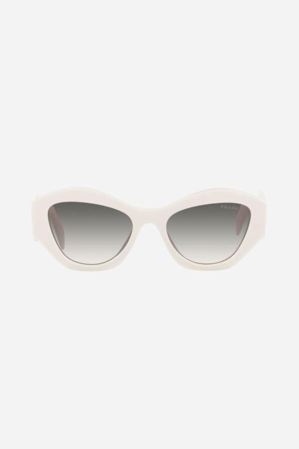 Prada oval white sunglasses featuring iconic logo - Lux Studios