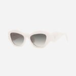 Prada oval white sunglasses featuring iconic logo - Lux Studios