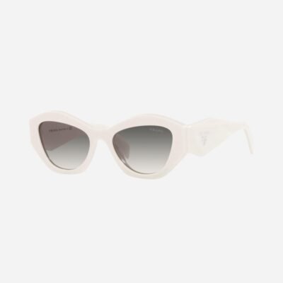 Prada oval white sunglasses featuring iconic logo - Lux Studios
