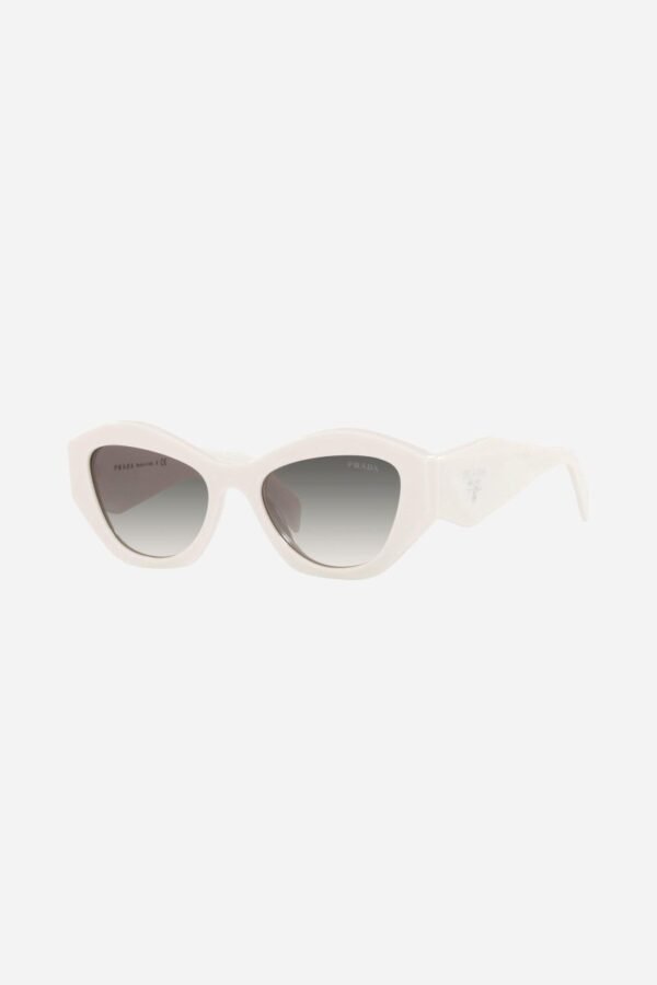 Prada oval white sunglasses featuring iconic logo - Lux Studios