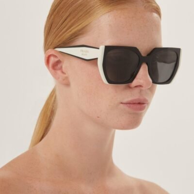 Prada oversized cat eye black and white sunglasses - Lux Studios