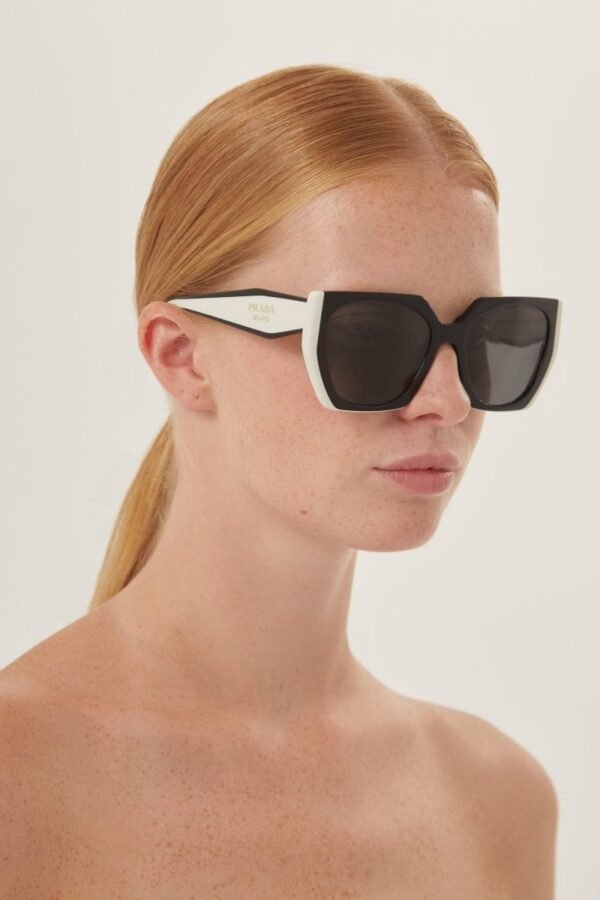 Prada oversized cat eye black and white sunglasses - Lux Studios