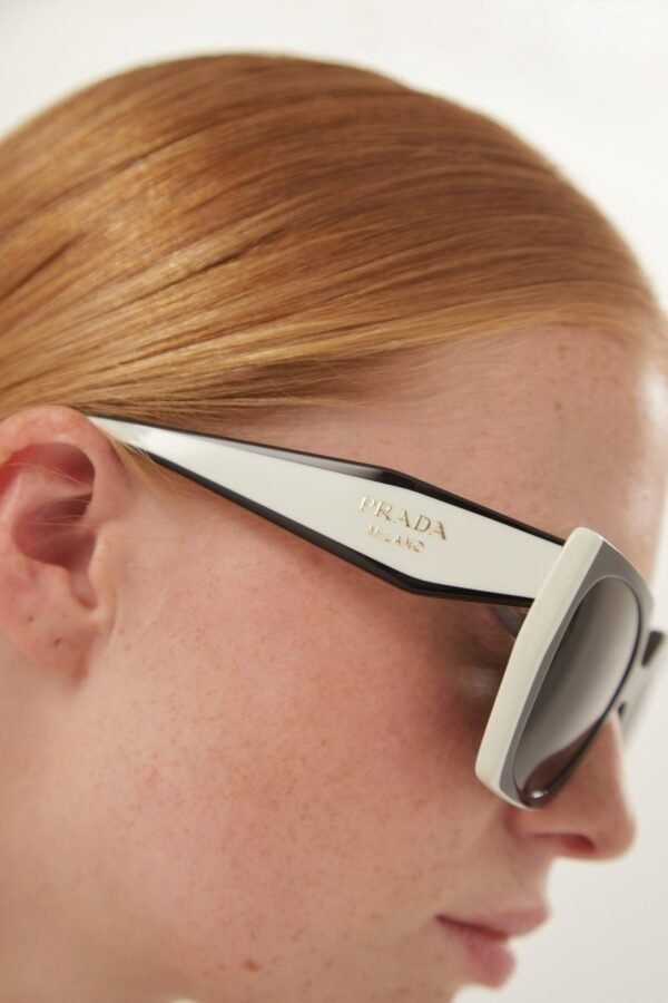 Prada oversized cat eye black and white sunglasses - Lux Studios