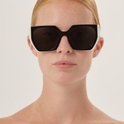 Prada oversized cat eye black and white sunglasses - Lux Studios