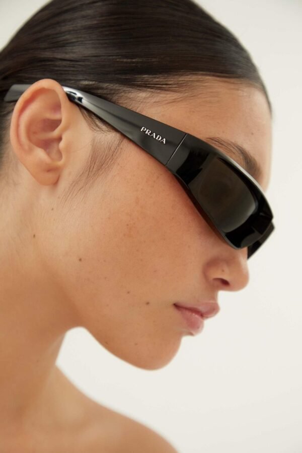 Prada runway wrap around black sunglasses - Lux Studios