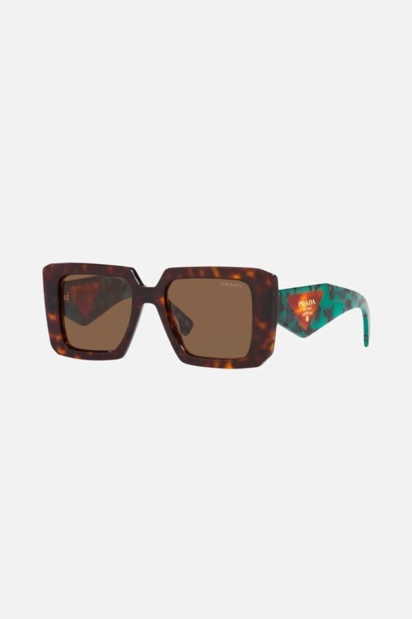 Prada squared havana sunglasses featuring the signature logo triangle - Lux Studios