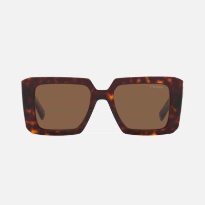 Prada squared havana sunglasses featuring the signature logo triangle - Lux Studios