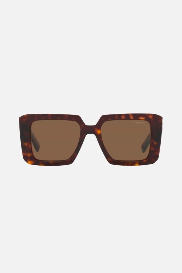 Prada squared havana sunglasses featuring the signature logo triangle - Lux Studios