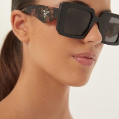 Prada squared sunglasses featuring the signature logo triangle - Lux Studios