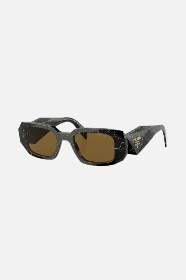 Prada symbol black and yellow marble oval sunglasses - Lux Studios