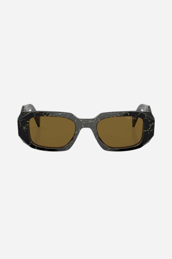 Prada symbol black and yellow marble oval sunglasses - Lux Studios