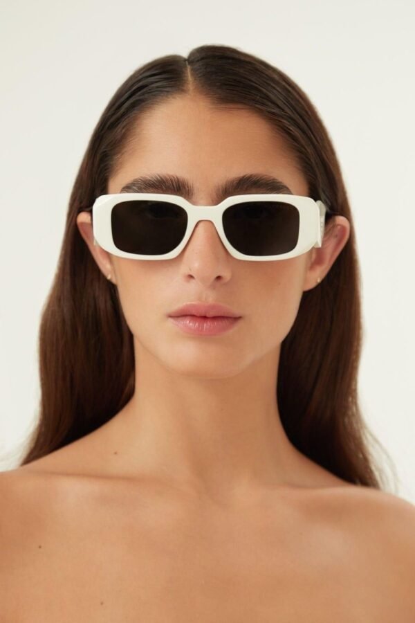 Prada symbol white oval sunglasses - Lux Studios