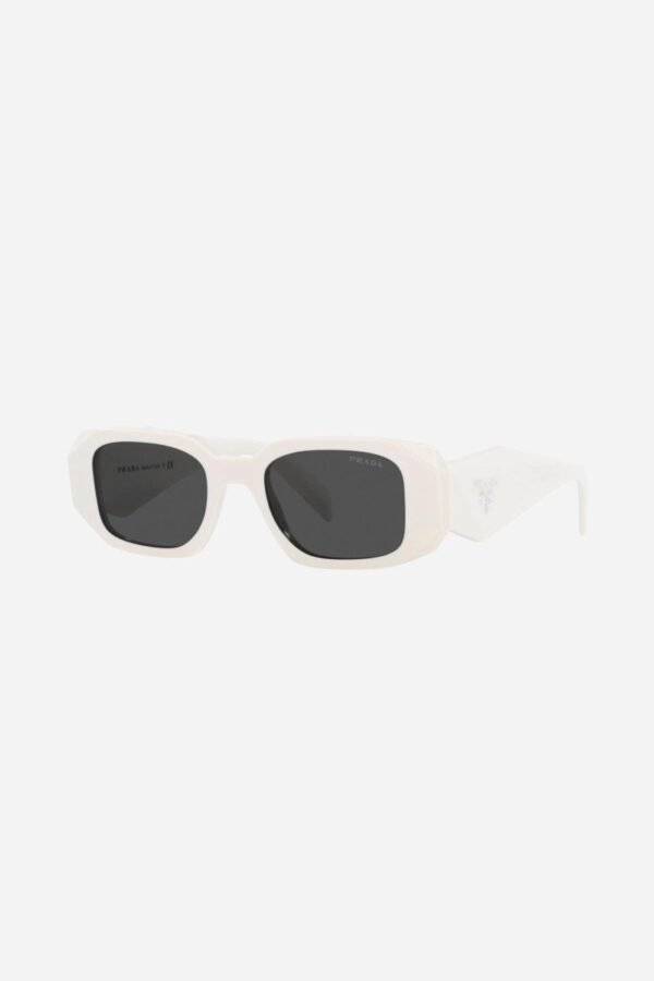Prada symbol white oval sunglasses - Lux Studios