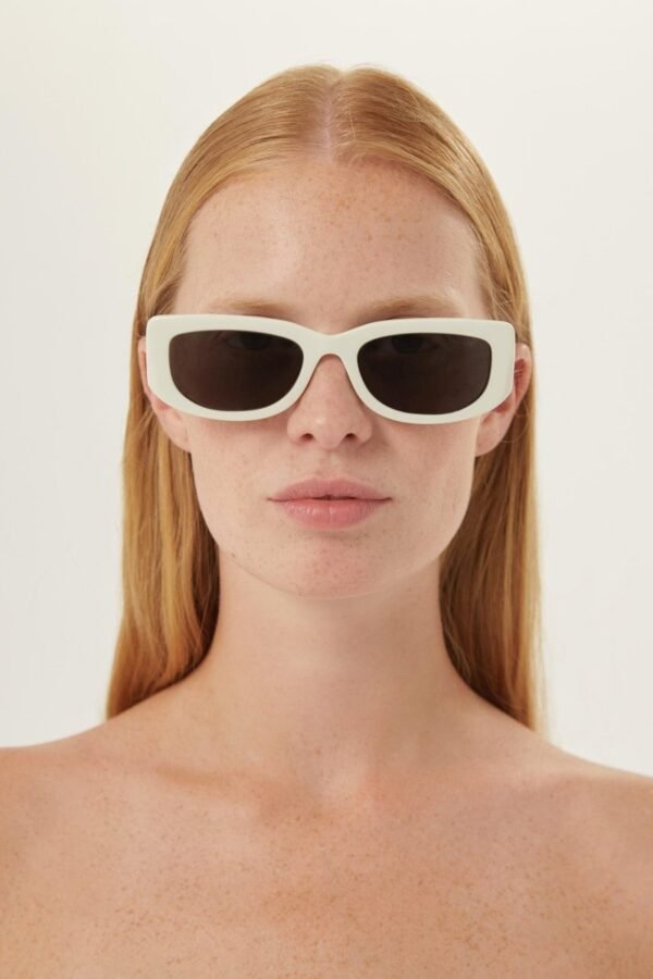 Prada white micro sunglasses with metal temple - Lux Studios