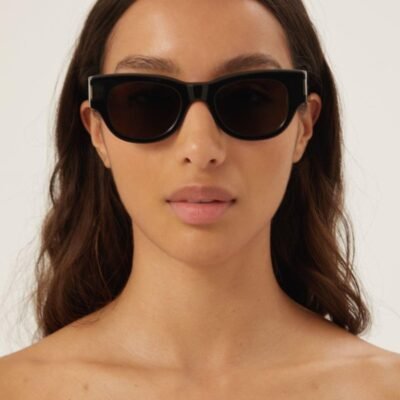 Saint Laurent bold oval black sunglasses - Lux Studios