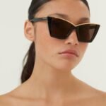 Saint Laurent cat eye black and gold sunglasses - Lux Studios