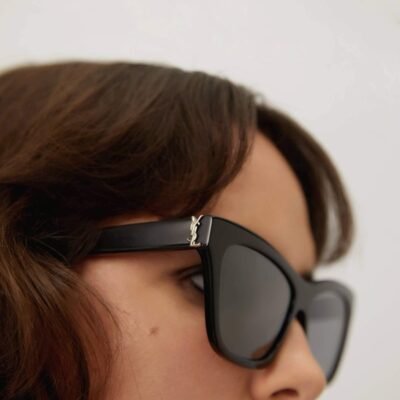 Saint Laurent cat-eye black sunglasses featuring YSL logo - Lux Studios