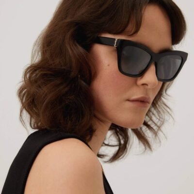 Saint Laurent cat-eye black sunglasses featuring YSL logo - Lux Studios