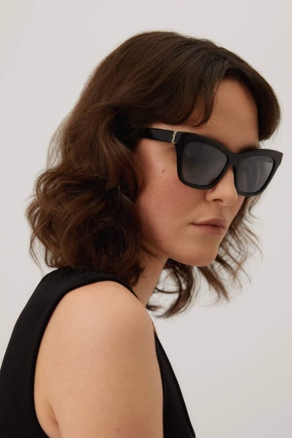 Saint Laurent cat-eye black sunglasses featuring YSL logo - Lux Studios