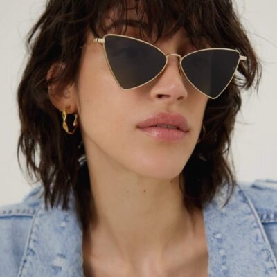 Saint Laurent gold cat-eye sunglasses - Lux Studios