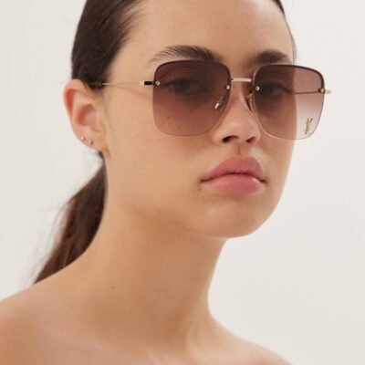 Saint Laurent gold squared metal sunglasses - Lux Studios