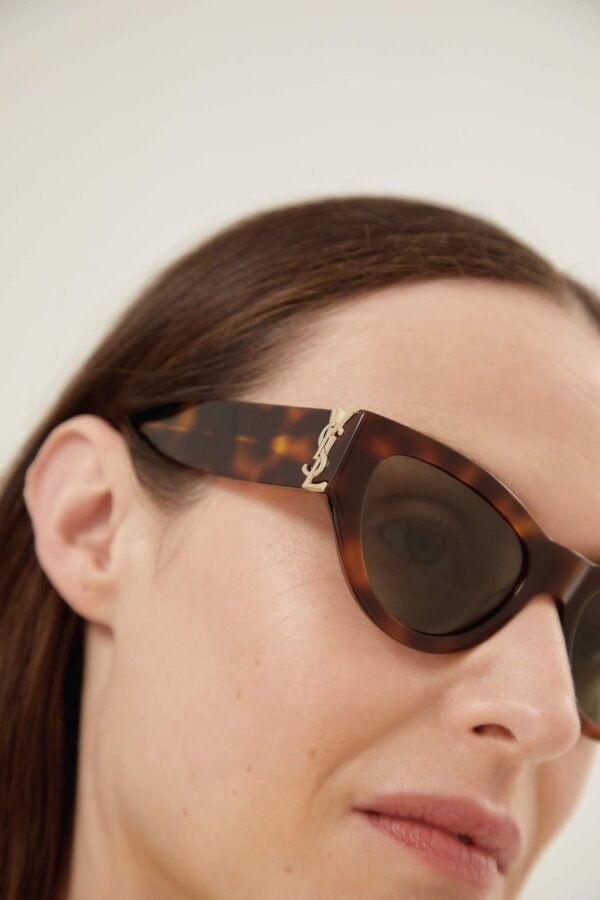 Saint Laurent havana almond shape featuring bold YSL logo - Lux Studios