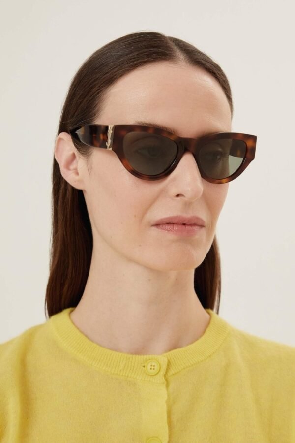 Saint Laurent havana almond shape featuring bold YSL logo - Lux Studios