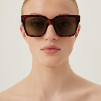 Saint Laurent havana rectangular sunglasses - Lux Studios