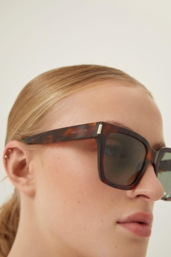 Saint Laurent havana rectangular sunglasses - Lux Studios