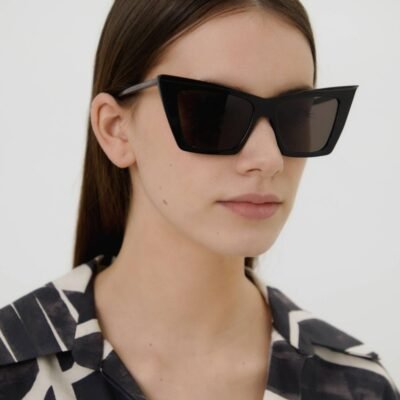 Saint Laurent iconic sharp cat-eye black sunglasses - Lux Studios