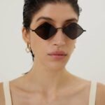 Saint Laurent metal rombo shape sunglasses - Lux Studios